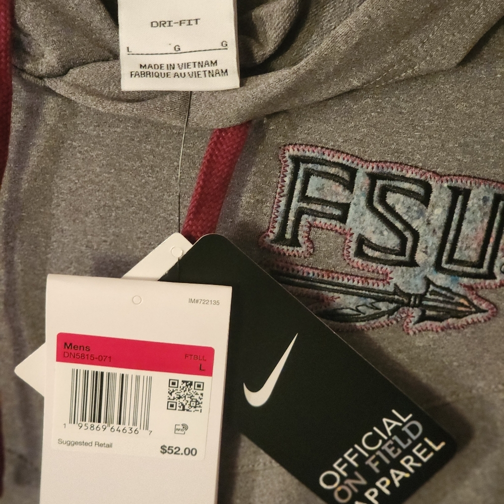 FSU Mens Dri Fit Nike Pullover Hoodie Large NWT